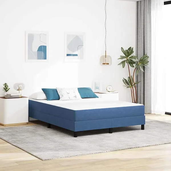 Matelas de Lit avec matelas Bleu 160 x 200 cm tissu