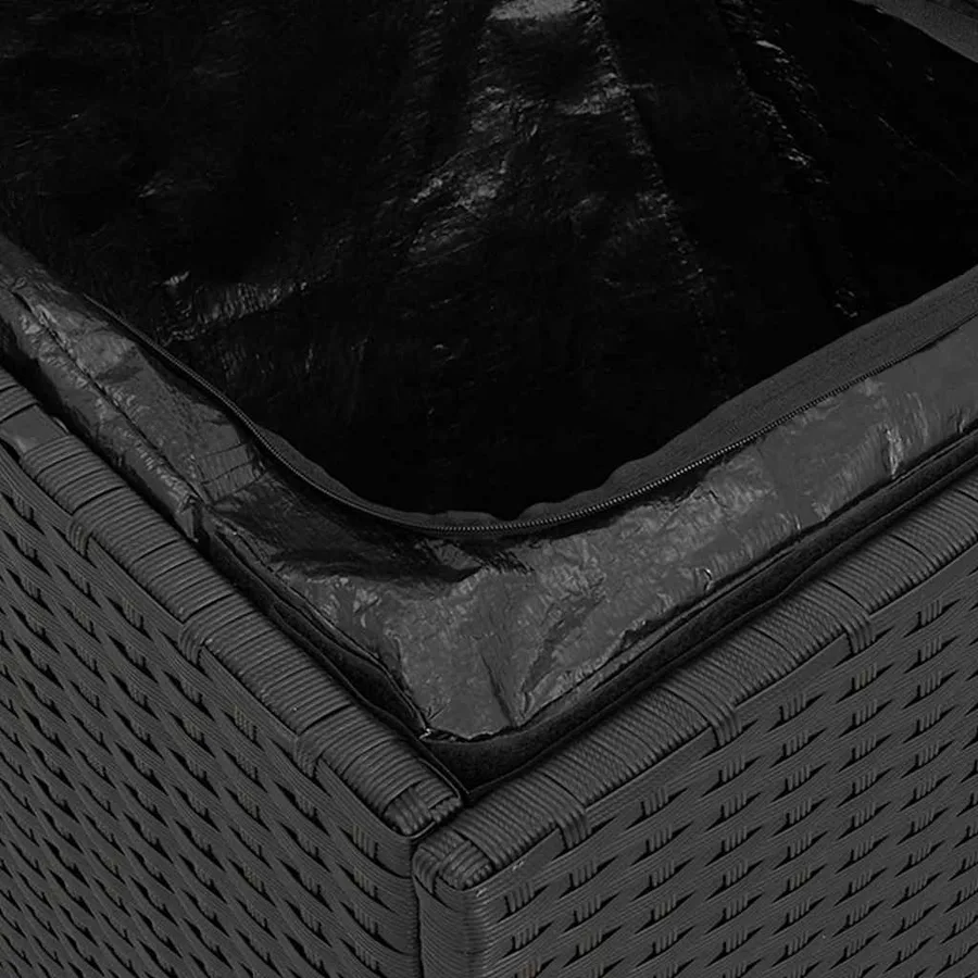 Boîte à coussins avec stockage Noir 50 x 50 x 50 cm polyrotin - 9