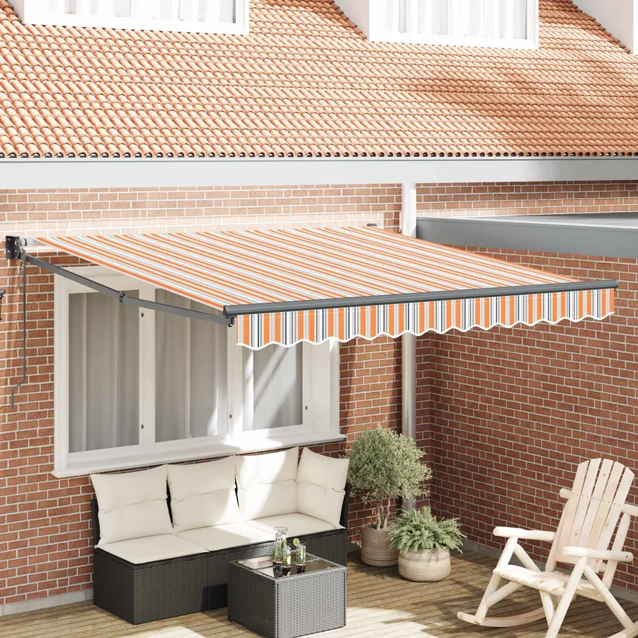 Auvent rétractable Multicolore 350 x 250 cm Polyester et métal