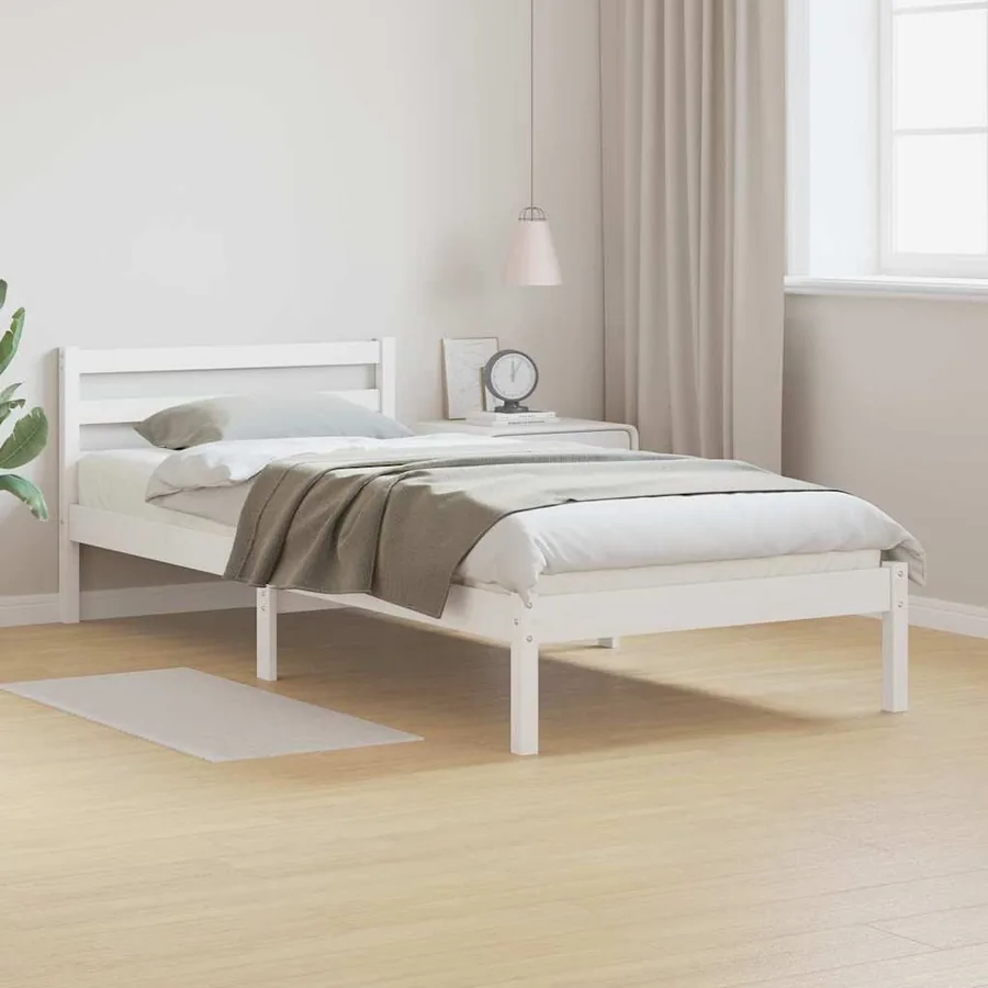 Cadre de lit Blanc 225,5 x 85,5 x 69,5 cm Bois de Pin Massif