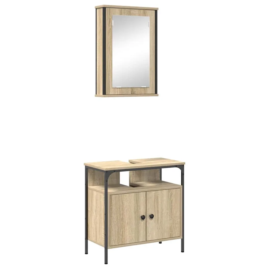 Ensemble de mobilier de salle de bain avec étagère 2 pcs Marron - 2