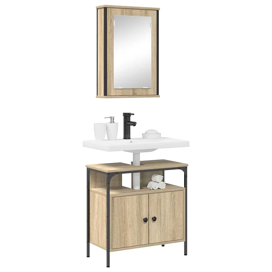 Ensemble de mobilier de salle de bain avec étagère 2 pcs Marron - 3