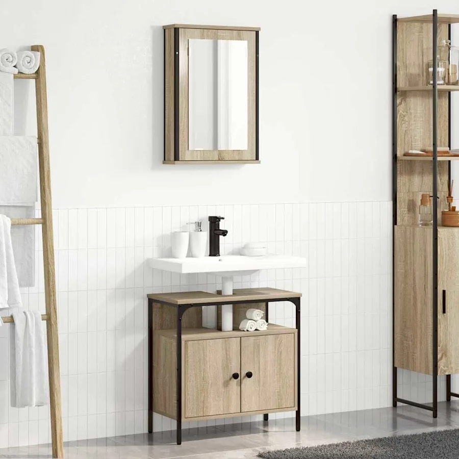 Ensemble de mobilier de salle de bain avec étagère 2 pcs Marron - 4