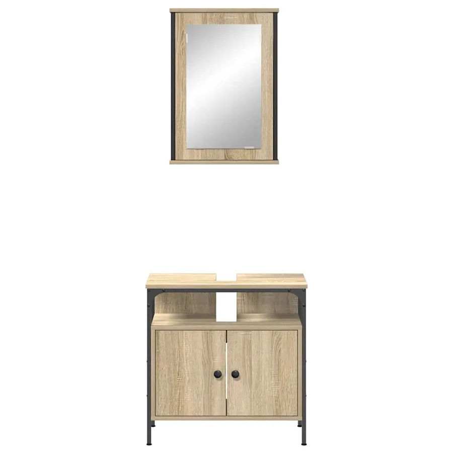 Ensemble de mobilier de salle de bain avec étagère 2 pcs Marron - 7
