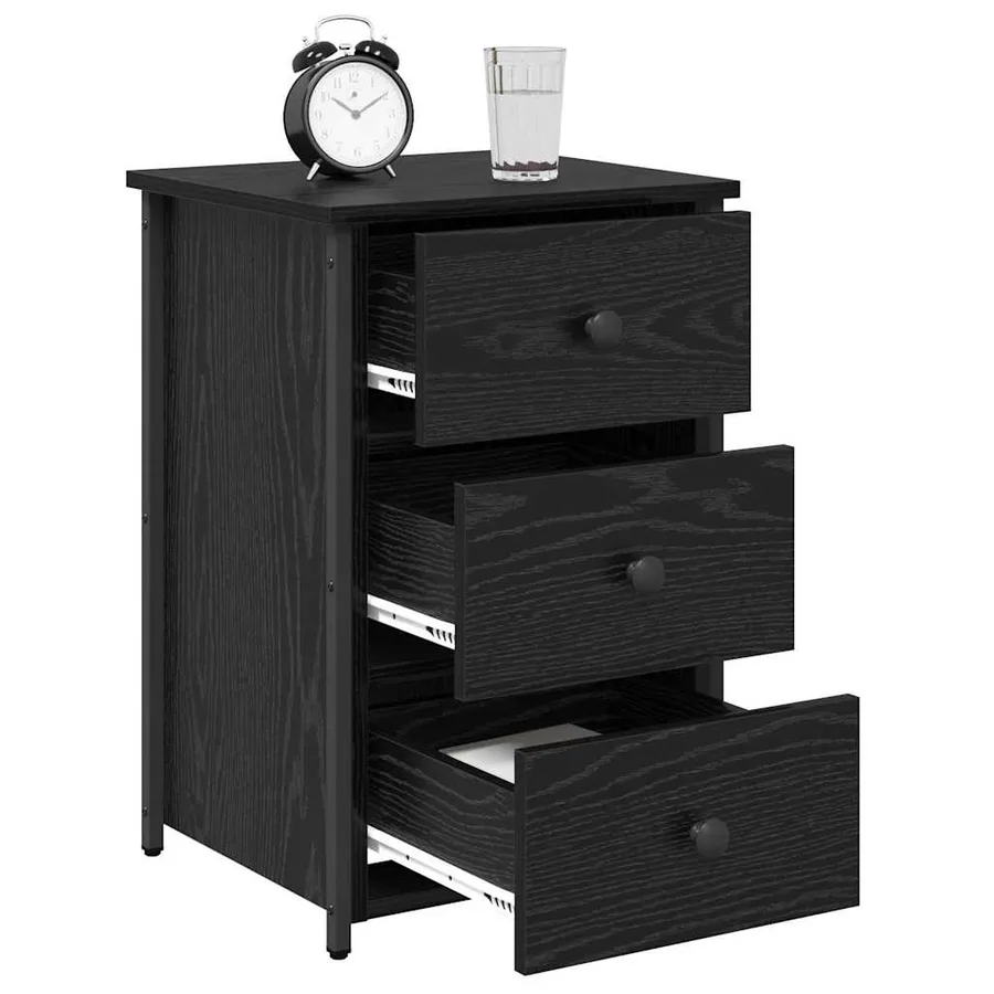 Cabinet de chevet avec tiroir Chêne noir 40 x 36 x 60 cm - 3