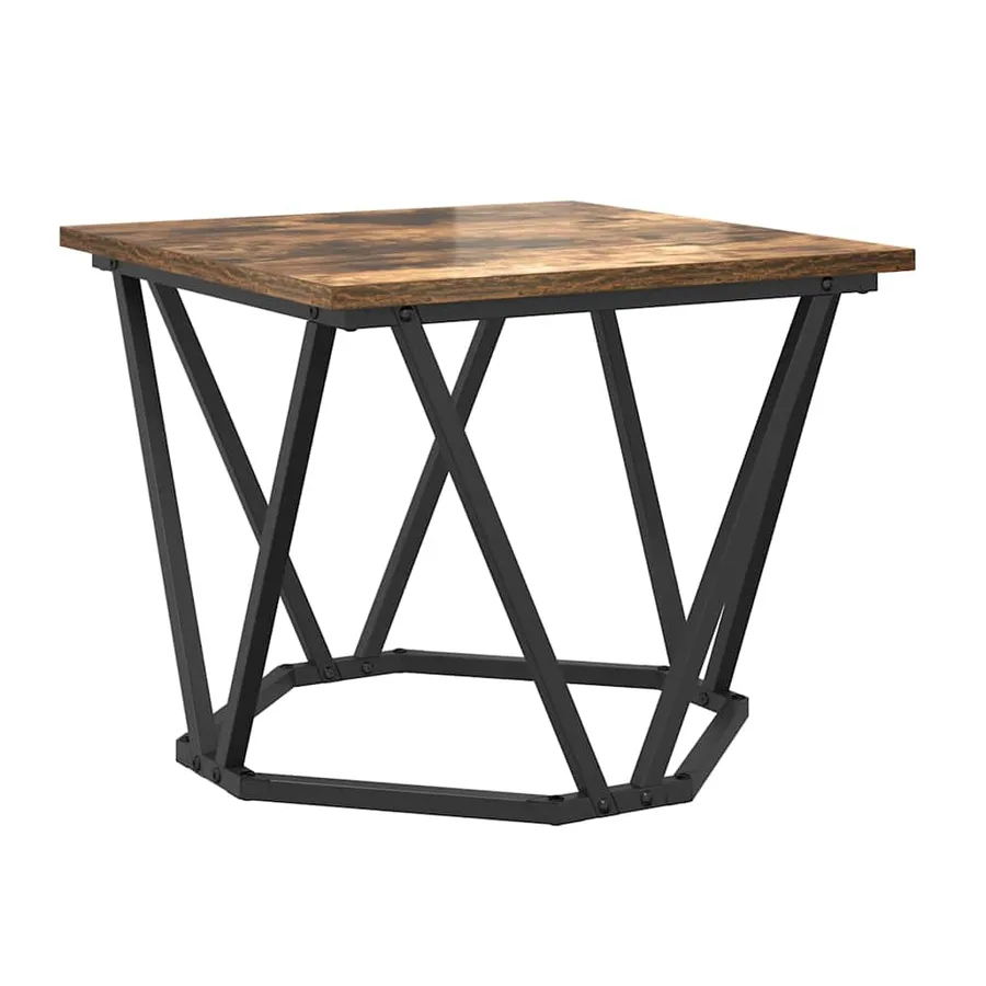 Table basse 3 pcs Chêne fumé Bois d'ingénierie et acier - 6