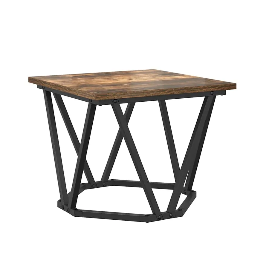 Table basse 3 pcs Chêne fumé Bois d'ingénierie et acier - 7