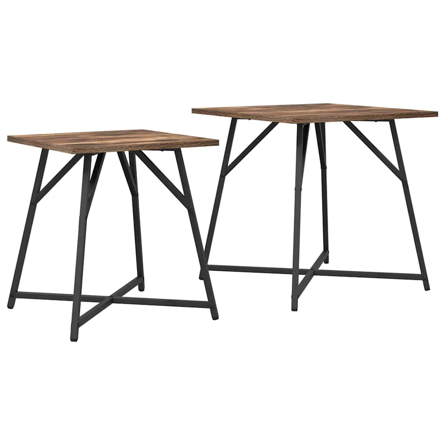 Ensemble de tables d'appoint 2 pcs Chêne fumé et noir - 2
