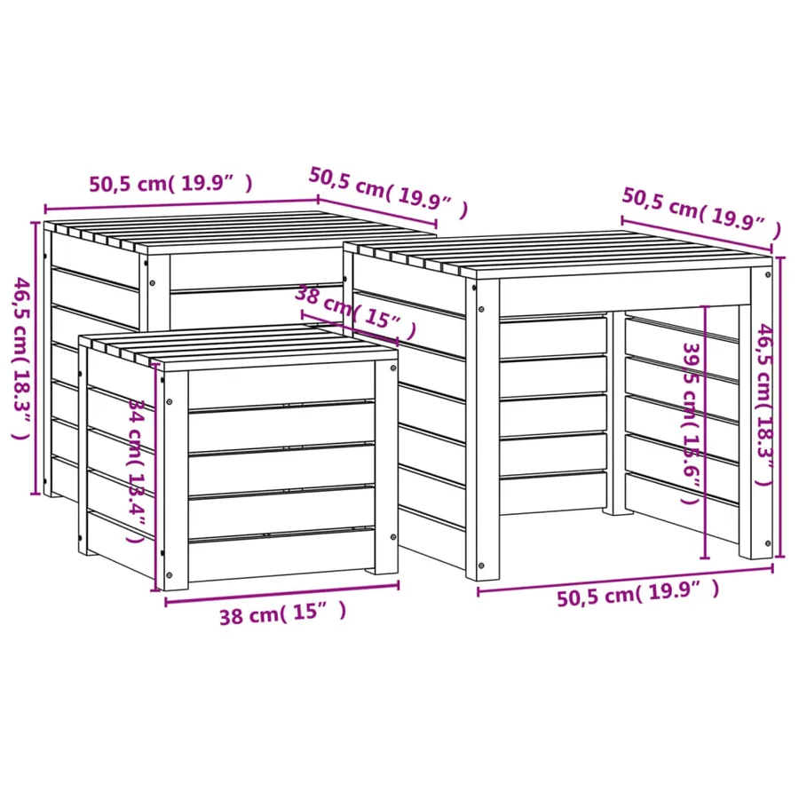 Ensemble de boîtes de jardin 3 pcs marron miel bois pin massif - 10