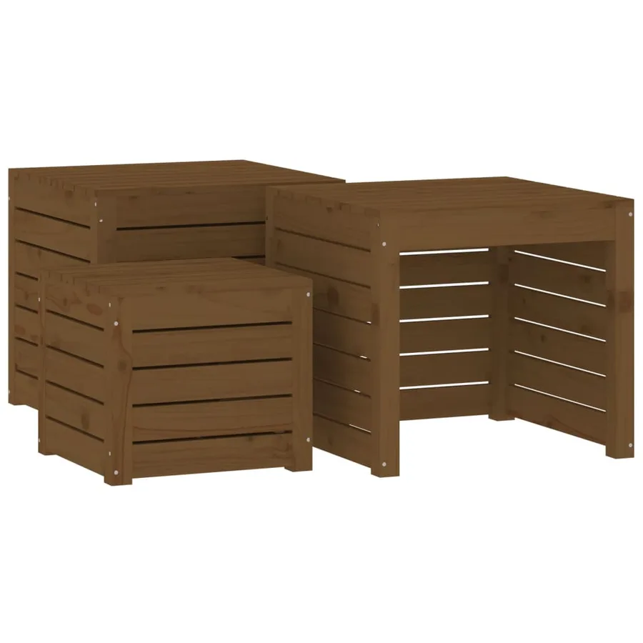 Ensemble de boîtes de jardin 3 pcs marron miel bois pin massif - 2