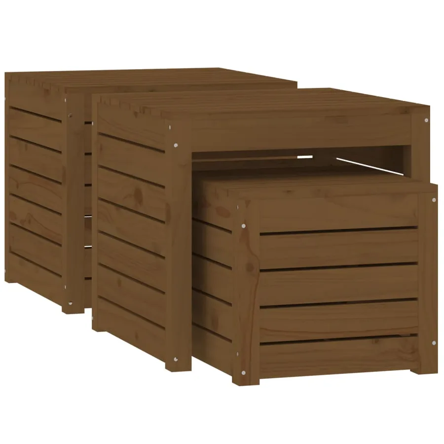 Ensemble de boîtes de jardin 3 pcs marron miel bois pin massif - 5