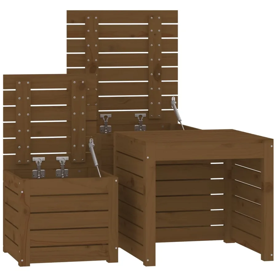 Ensemble de boîtes de jardin 3 pcs marron miel bois pin massif - 8