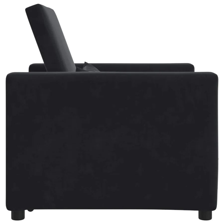 Canapé-lit escamotable simple avec des roues Noir Velours - 4