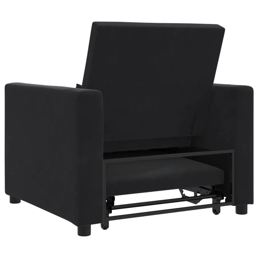 Canapé-lit escamotable simple avec des roues Noir Velours - 5