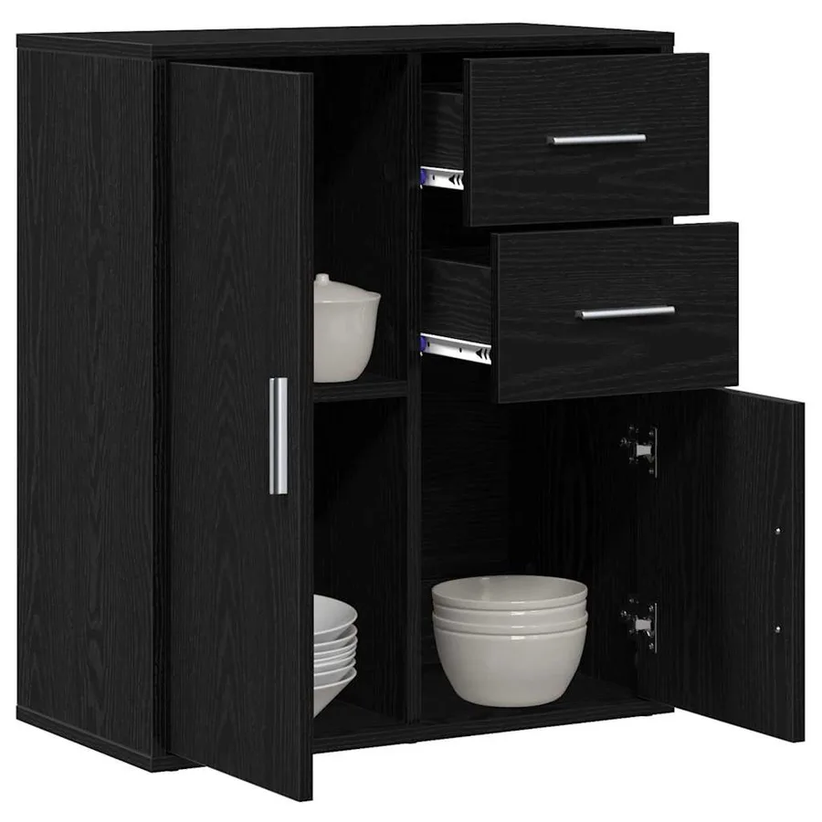 Buffet avec tiroir Chêne noir 60 x 31 x 70 cm Bois d'ingénierie - 3
