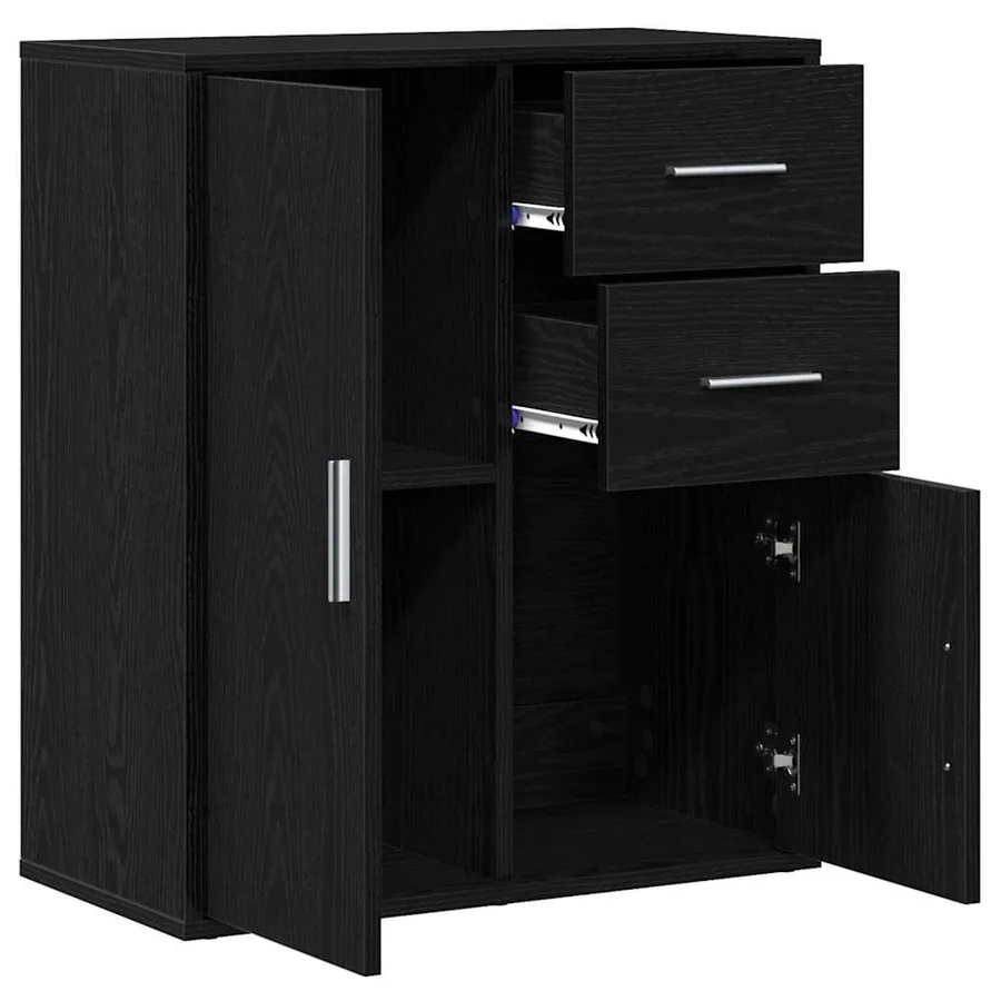 Buffet avec tiroir Chêne noir 60 x 31 x 70 cm Bois d'ingénierie - 5