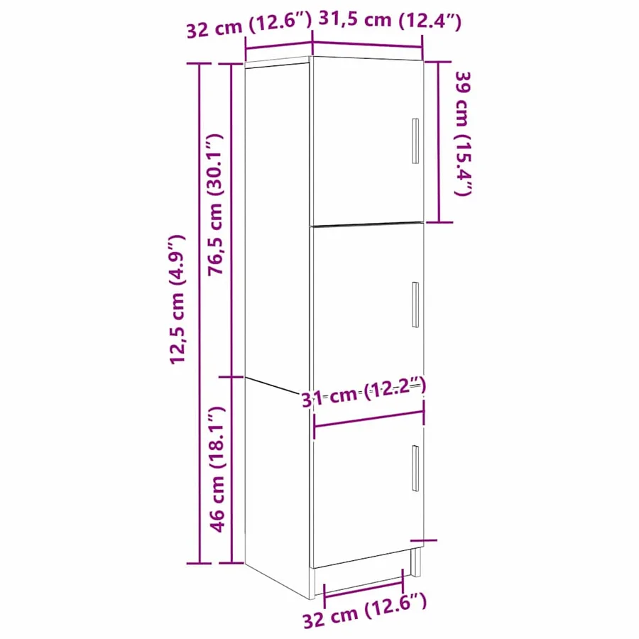 Haut Armoire Gris béton 31.5 x 32 x 122.5 cm - 13