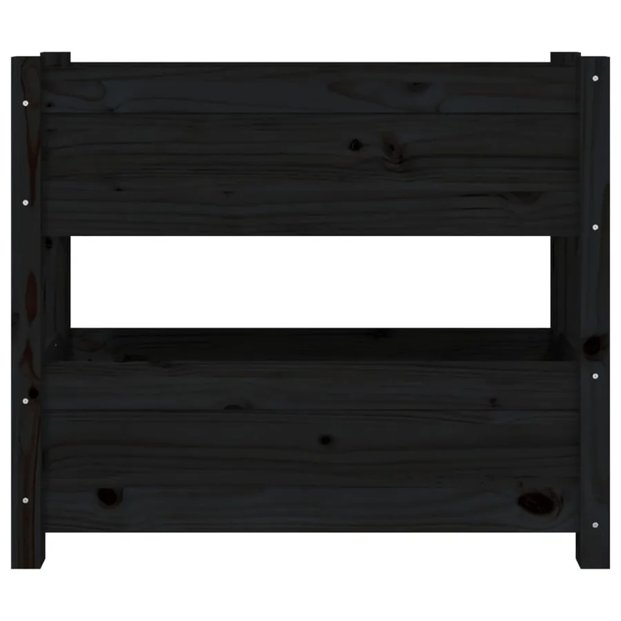 Jardinière Noir 77x25x66 cm Bois massif de pin - 5