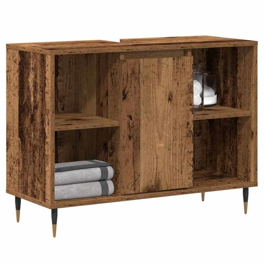 Cabinet de salle de bain avec porte Bois Ancien 80 x 33 x 60 cm - 3