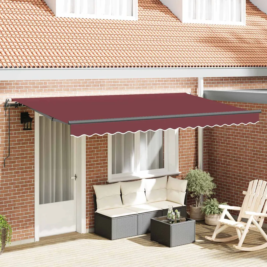 Auvent Rétractable Bordeaux 400 x 200 cm tissu