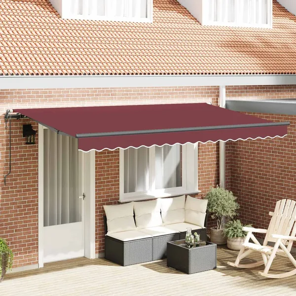 Auvent Rétractable Bordeaux 400 x 200 cm tissu