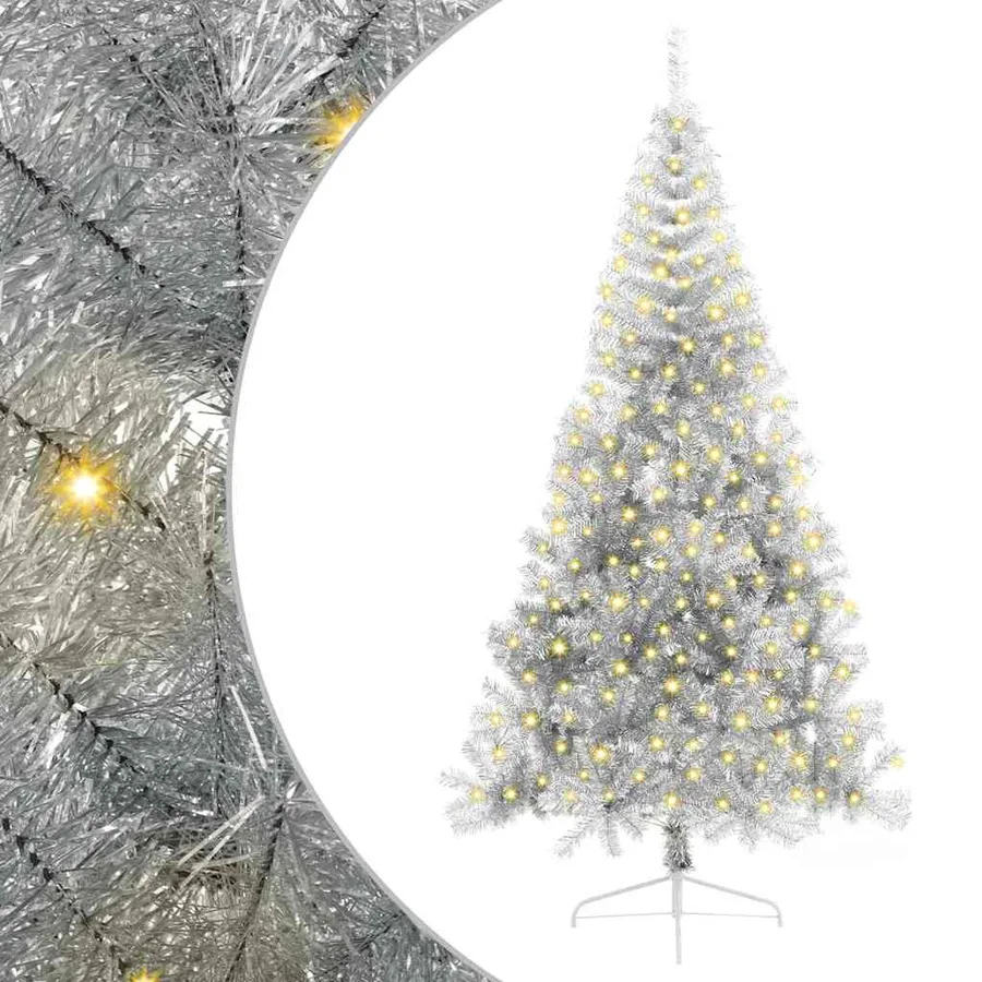 Sapin de Noël artificiel pré-éclairé Argent 240 cm PET - 2