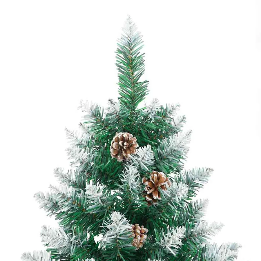 Sapin de Noël mince Vert 210 cm PVC et bois de pin massif - 11