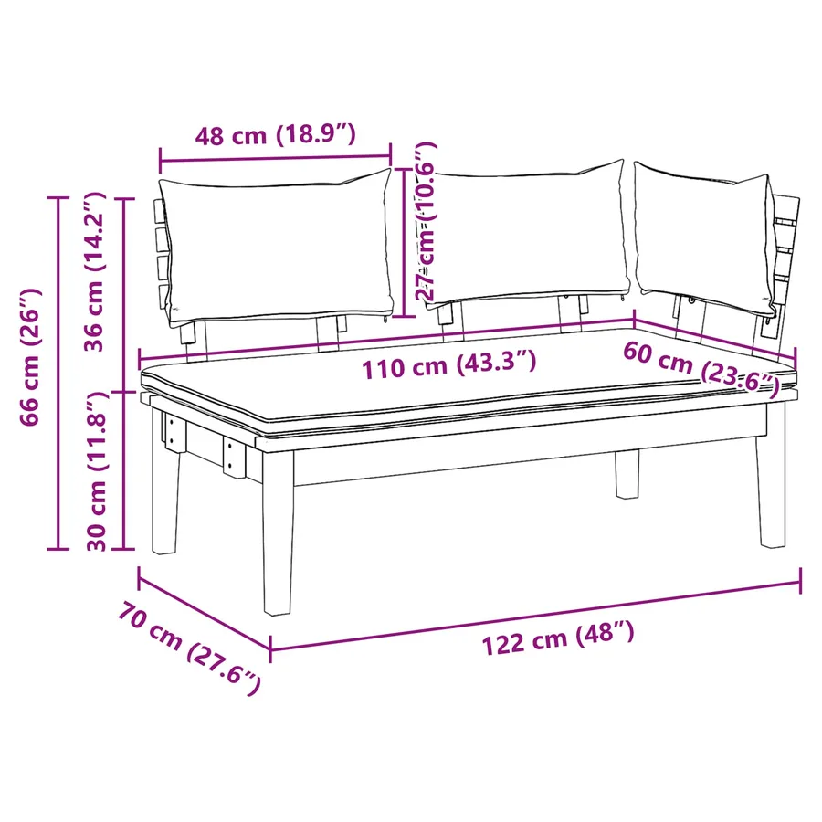 Ensemble banc et table de jardin 2 pcs Gris et marron - 13