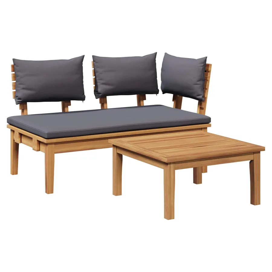 Ensemble banc et table de jardin 2 pcs Gris et marron - 2