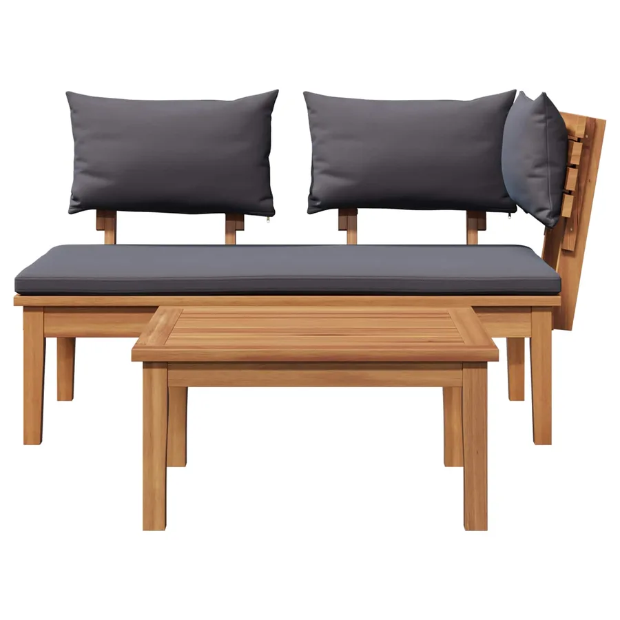 Ensemble banc et table de jardin 2 pcs Gris et marron - 7