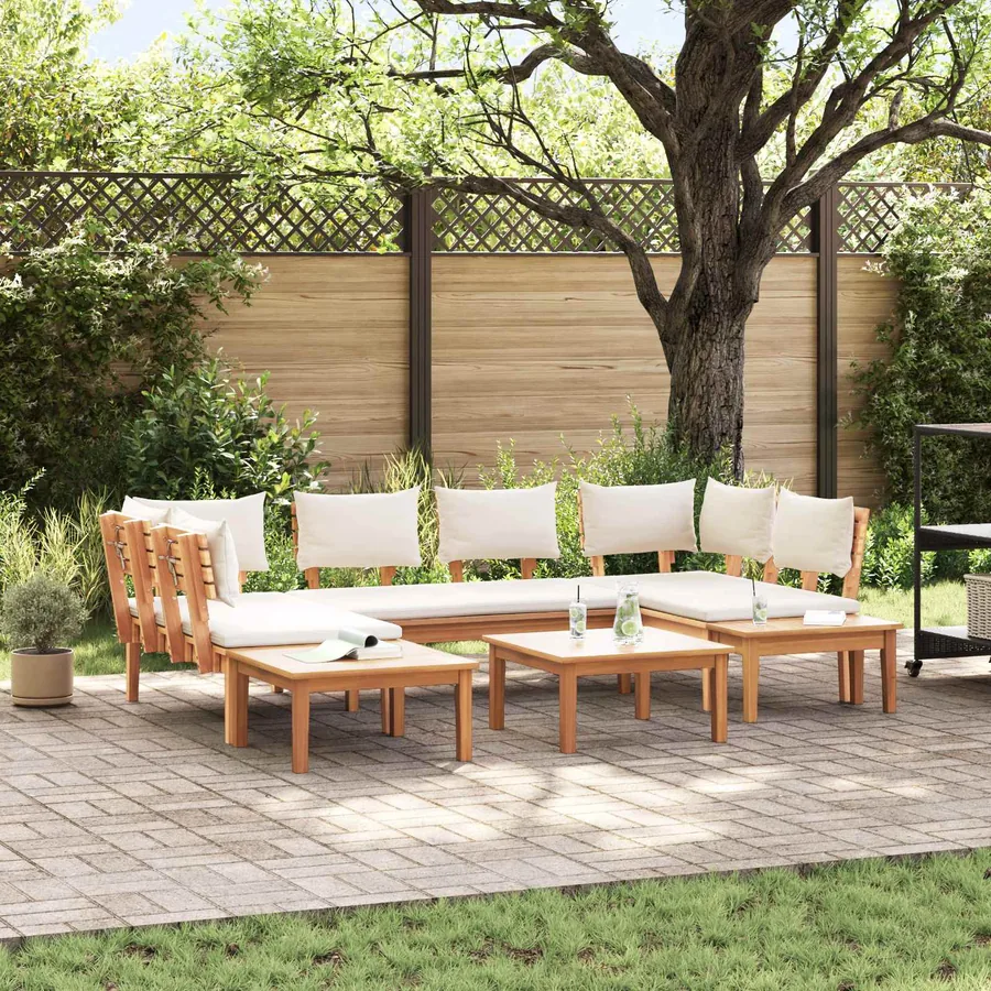 Ensemble de canapé de jardin 4 pcs Marron et Crème