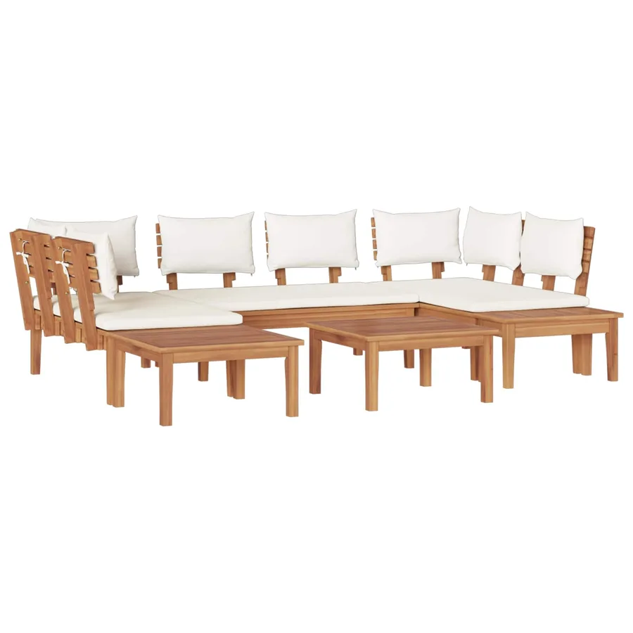 Ensemble de canapé de jardin 4 pcs Marron et Crème - 2