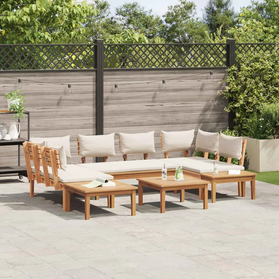 Ensemble de canapé de jardin 4 pcs Marron et Crème - 4