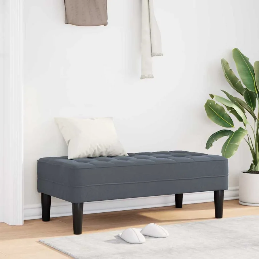 banc avec coussin Gris foncé 113 x 57 x 39 cm Velours