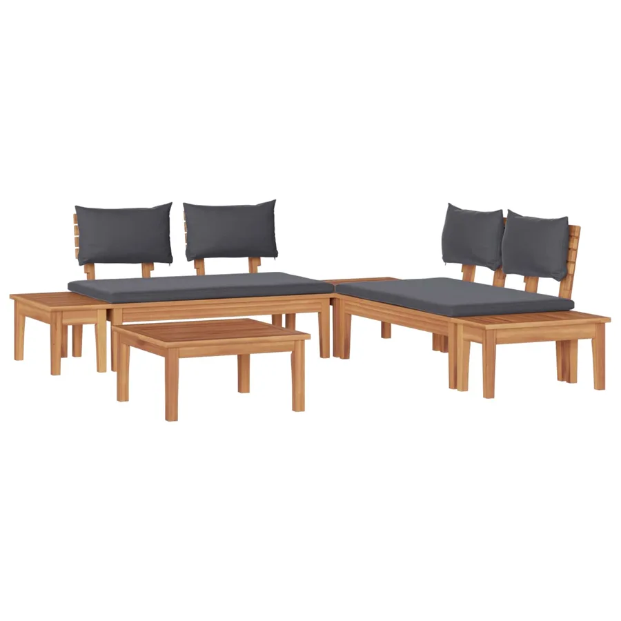 Ensemble de canapé de jardin 3 pcs Marron et gris - 2