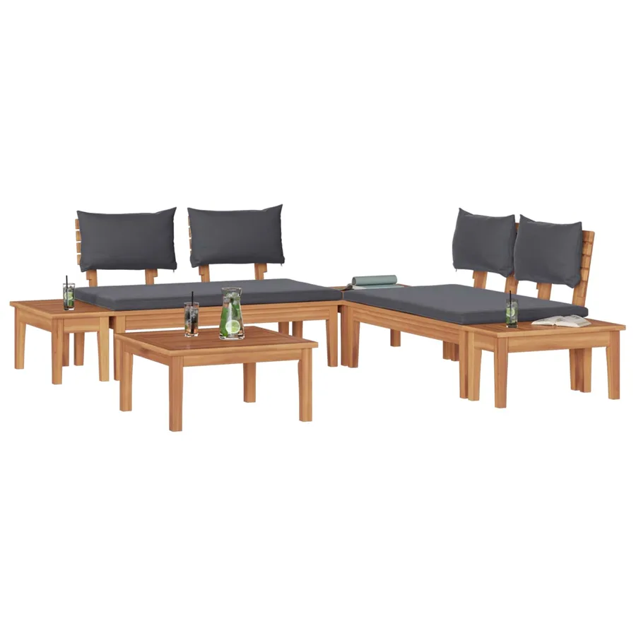 Ensemble de canapé de jardin 3 pcs Marron et gris - 3