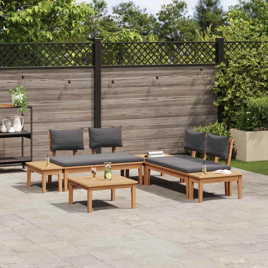 Ensemble de canapé de jardin 3 pcs Marron et gris - 4