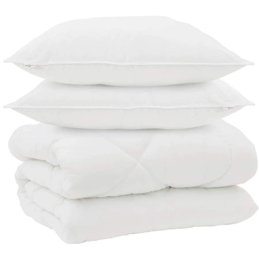 Duvet d'hiver avec oreiller 3 pcs Blanc Microfibre - 2