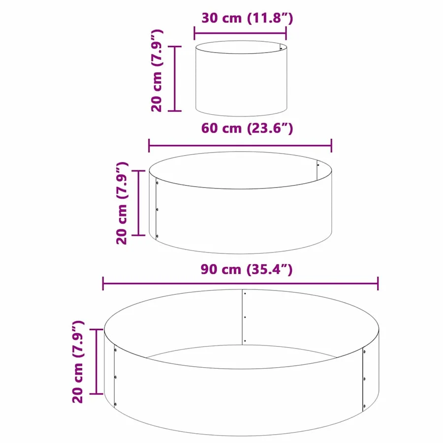 Cache-pot de jardin Vert olive 90 x 90 x 20 cm - 11