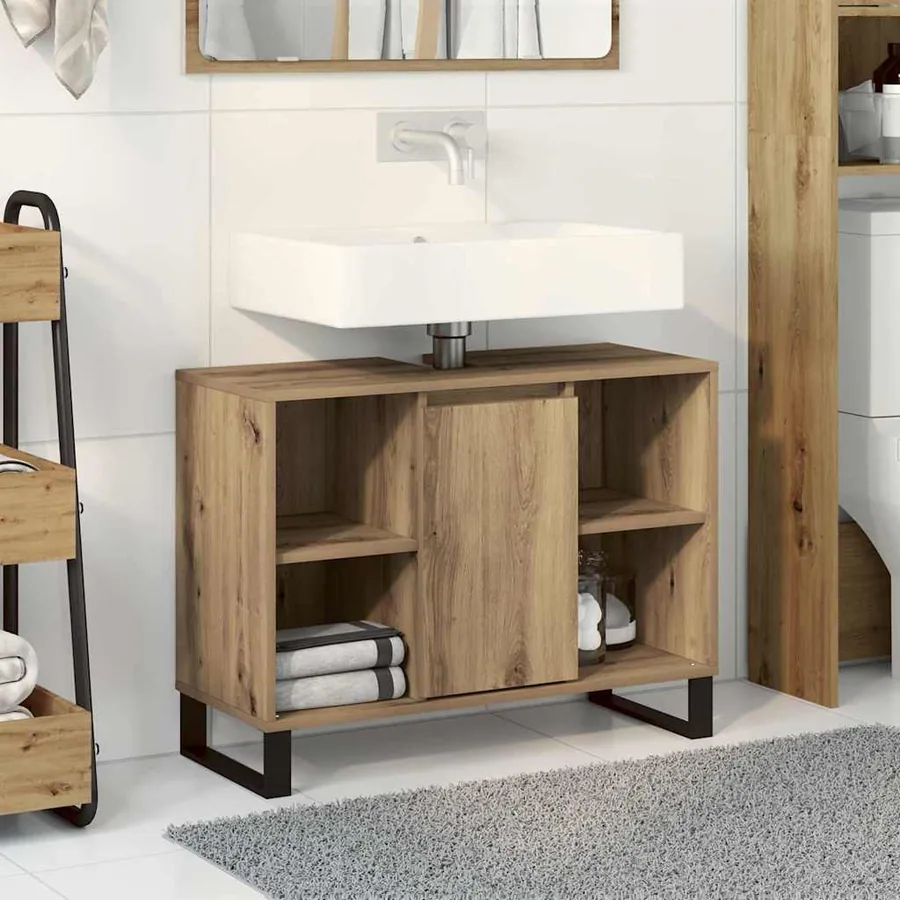 Cabinet de salle de bain Chêne artisanal 80 x 33 x 60 cm
