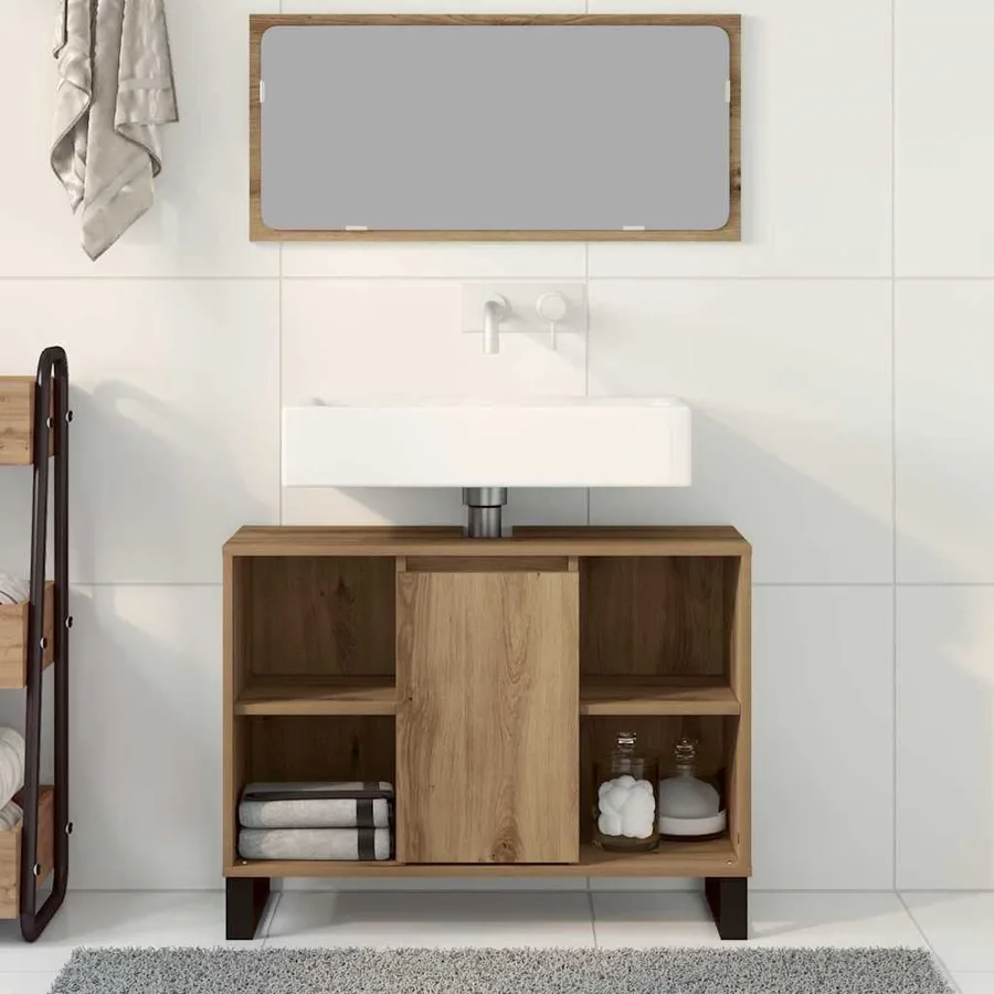 Cabinet de salle de bain Chêne artisanal 80 x 33 x 60 cm - 4