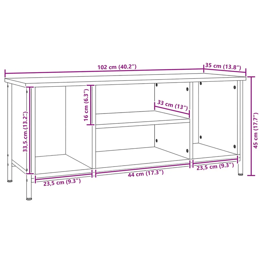 Meuble TV 102 x 35 x 45 cm Chêne artisanal Bois d'ingénierie - 12