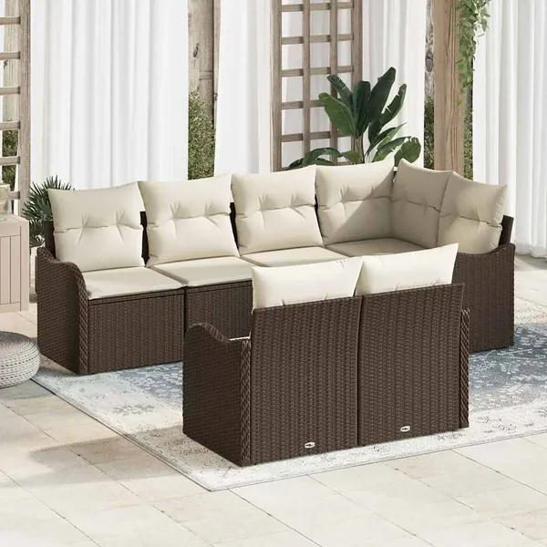 Ensemble de canapé de jardin Marron polyrotin