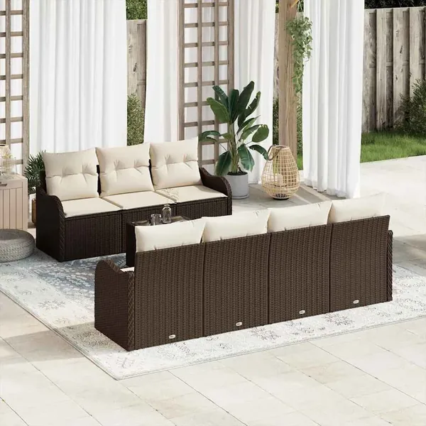 Ensemble de canapé de jardin Marron 55 x 55 x 37 cm polyrotin