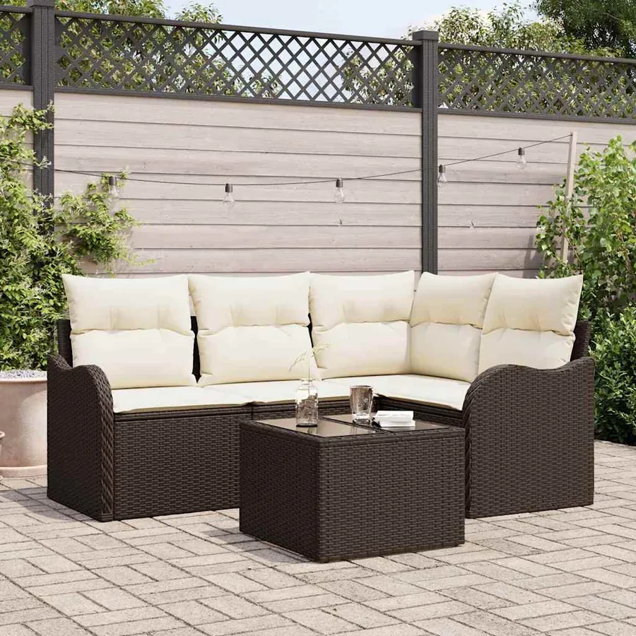 Ensemble de canapé de jardin Marron polyrotin