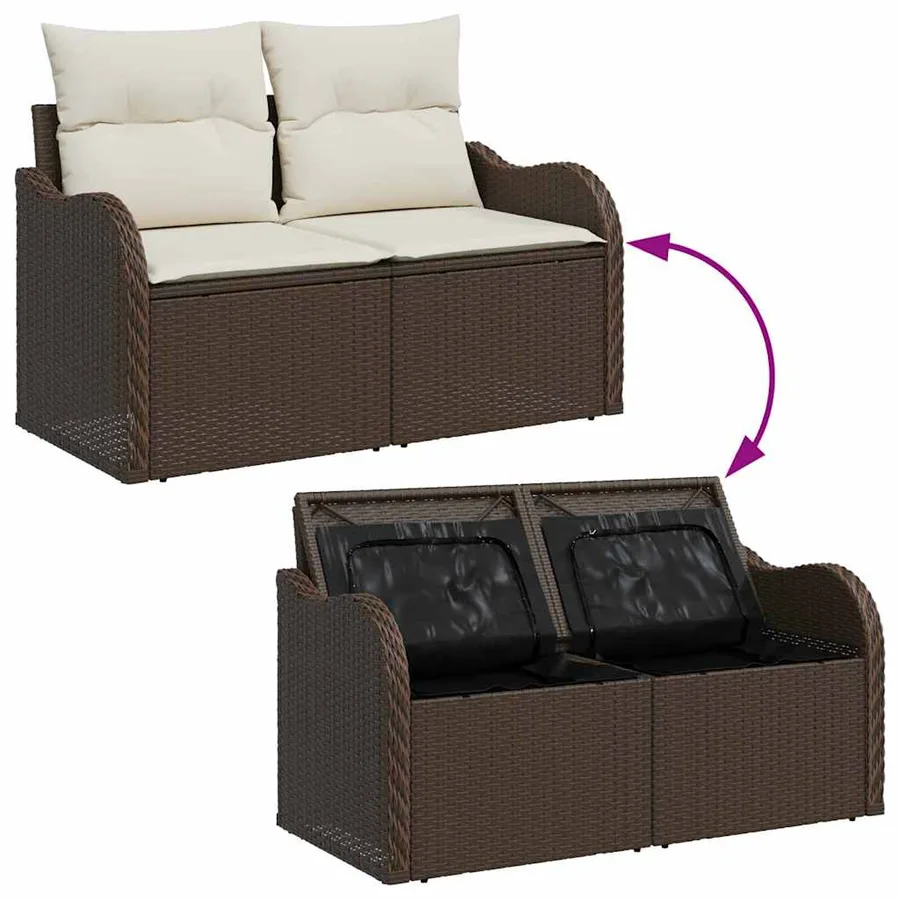 Ensemble de canapé de jardin 6 pcs Marron polyrotin - 10