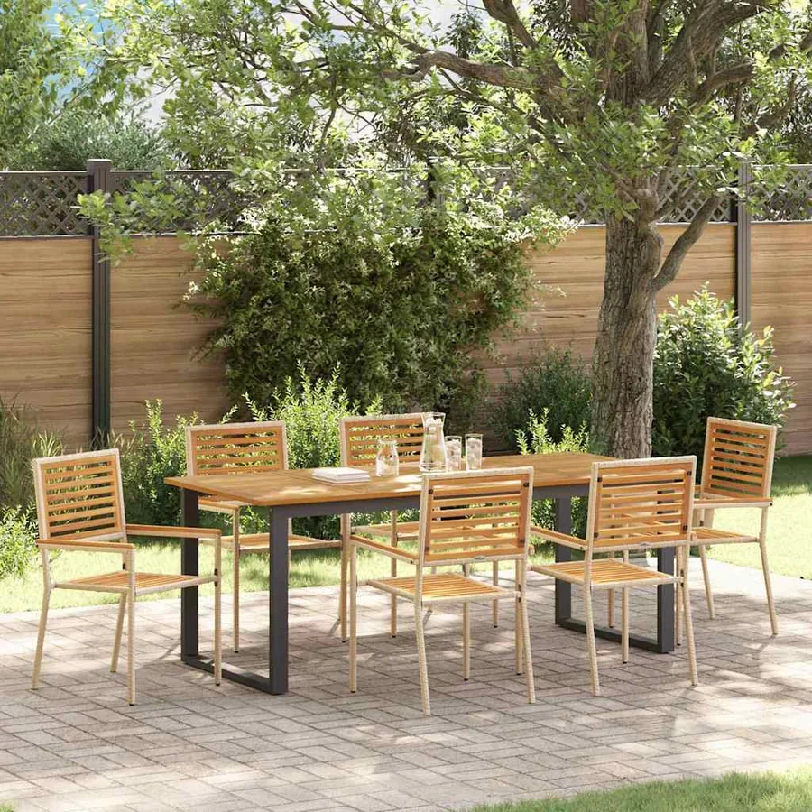Ensemble de salle à manger pour jardin 7 pcs Beige