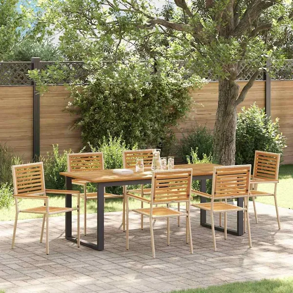 Ensemble de salle à manger pour jardin 7 pcs Beige