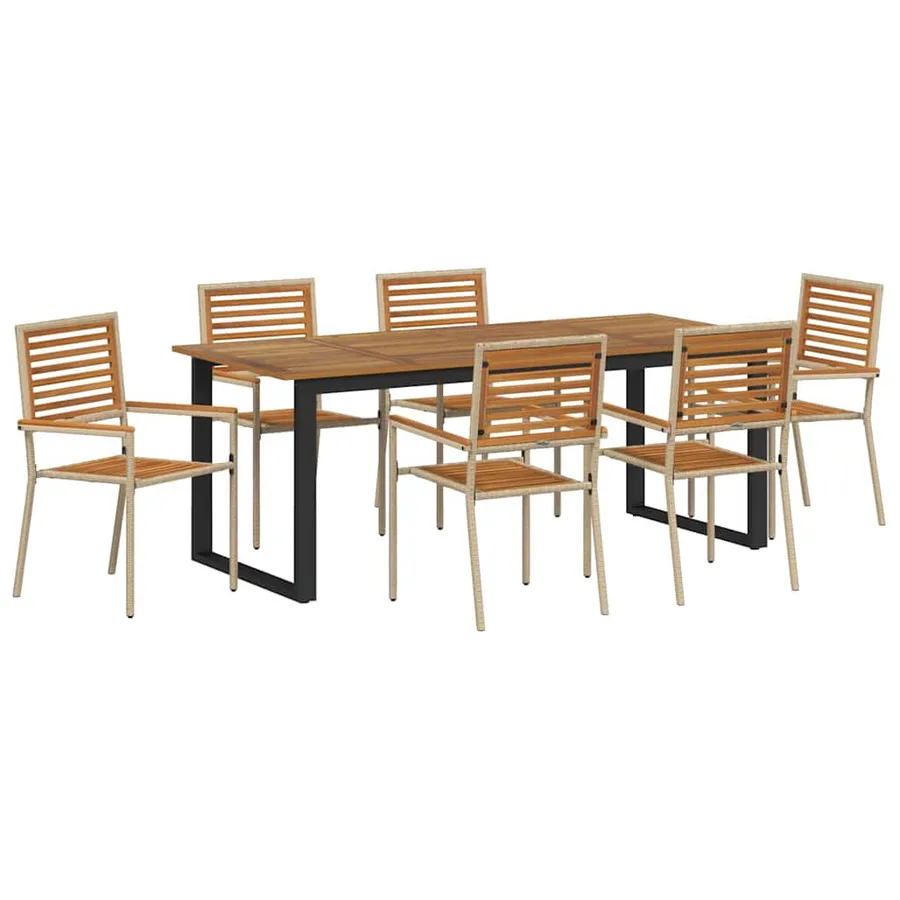 Ensemble de salle à manger pour jardin 7 pcs Beige - 2
