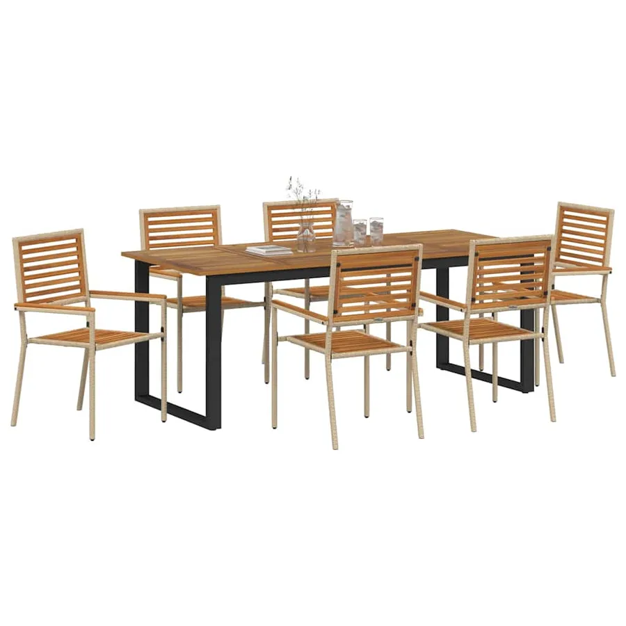 Ensemble de salle à manger pour jardin 7 pcs Beige - 3